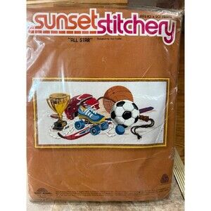 Sunset All star sports crewel art